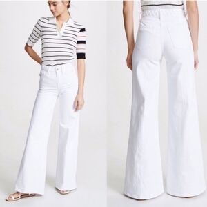 NWT (NEW) Frame Le Palazzo Braided Waist High Waist Wide Leg Jeans White